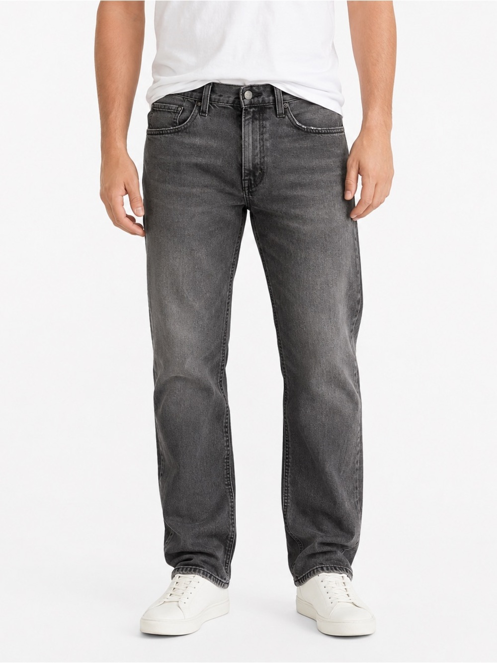 Levi’s 514 Mens Jeans 36x30 Straight Leg Gray Black Faded Wash Denim Pants Retro